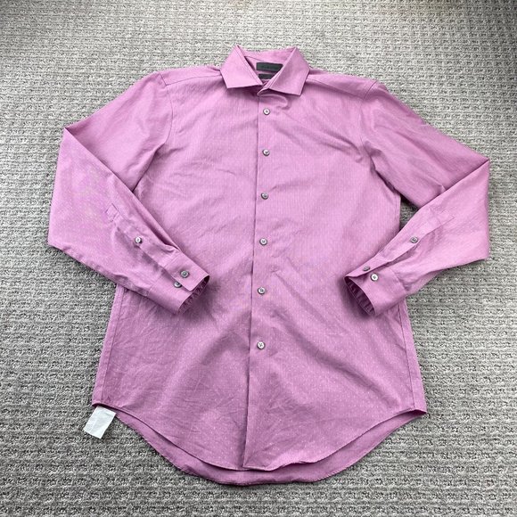 Calvin Klein Dress Shirt Men 15 32/33 Pink Button Up Slim Fit Non-Iron Formal - Picture 1 of 8
